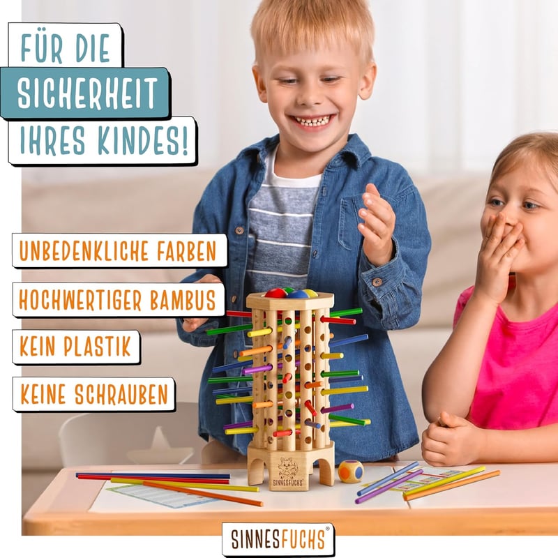 SINNESFUCHS® Farblernturm aus Holz - Pädagogisches Spielzeug ab 3 Jahre