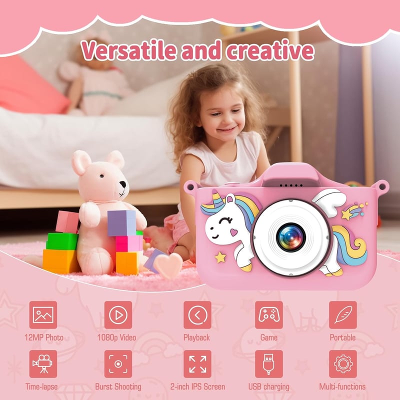 MYSTILUCK 1080P HD Kinderkamera mit 32GB Karte für 3-12 Jahre