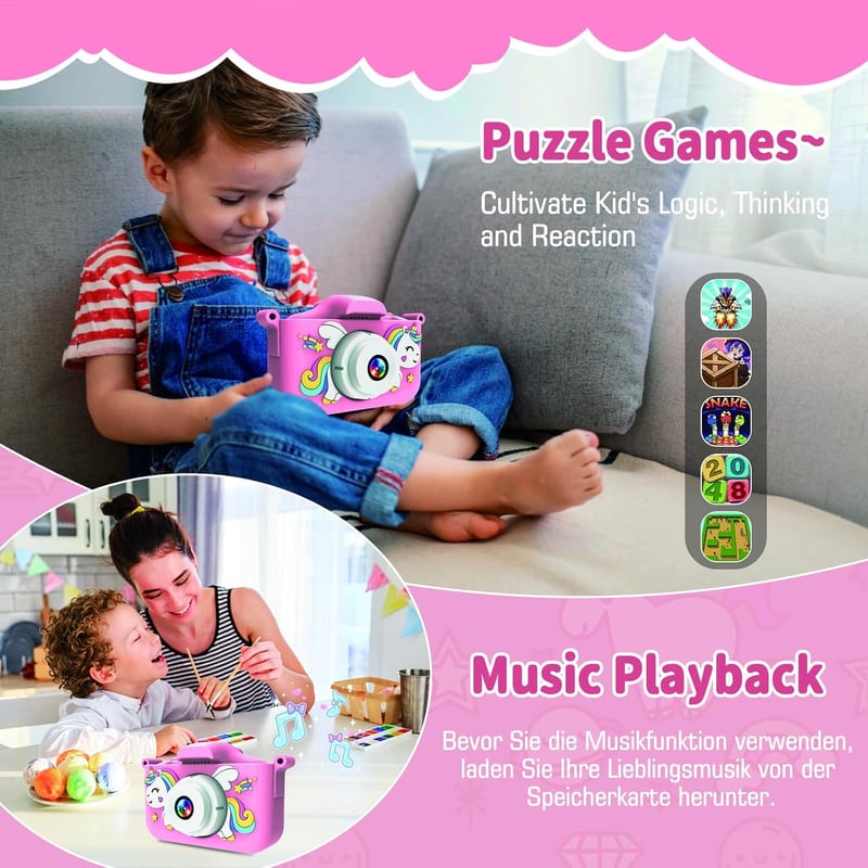 MYSTILUCK 1080P HD Kinderkamera mit 32GB Karte für 3-12 Jahre