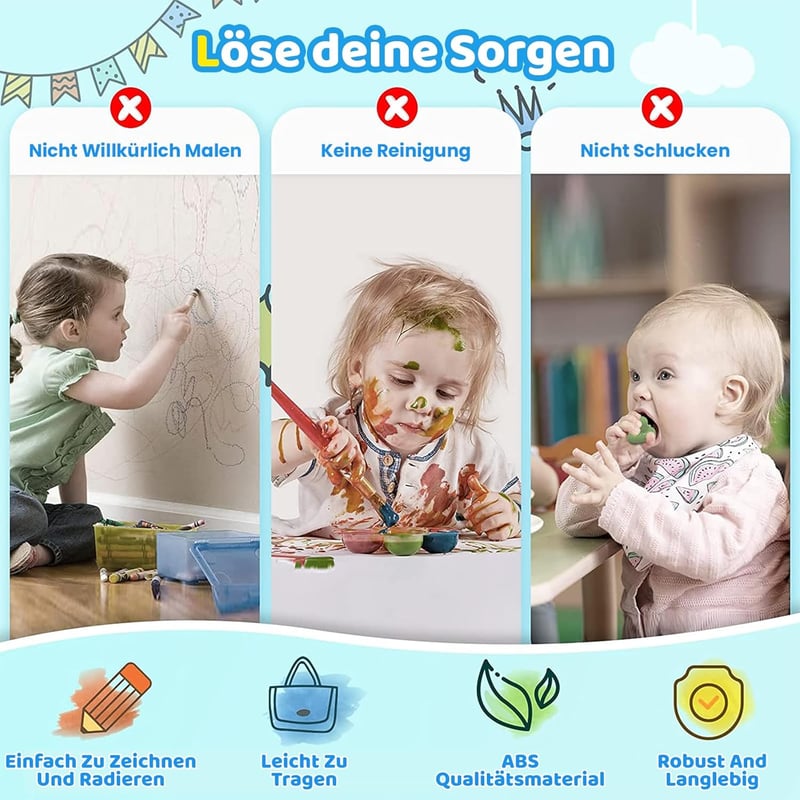 Magnetische Zaubertafel für Kleinkinder 1-3 Jahre - Lernspielzeug Blau