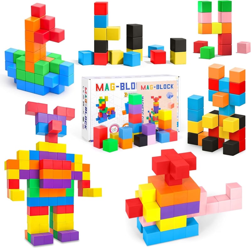 Magnetische Bausteine für Kinder ab 3 Jahren – 80-teiliges Konstruktionsspielzeug