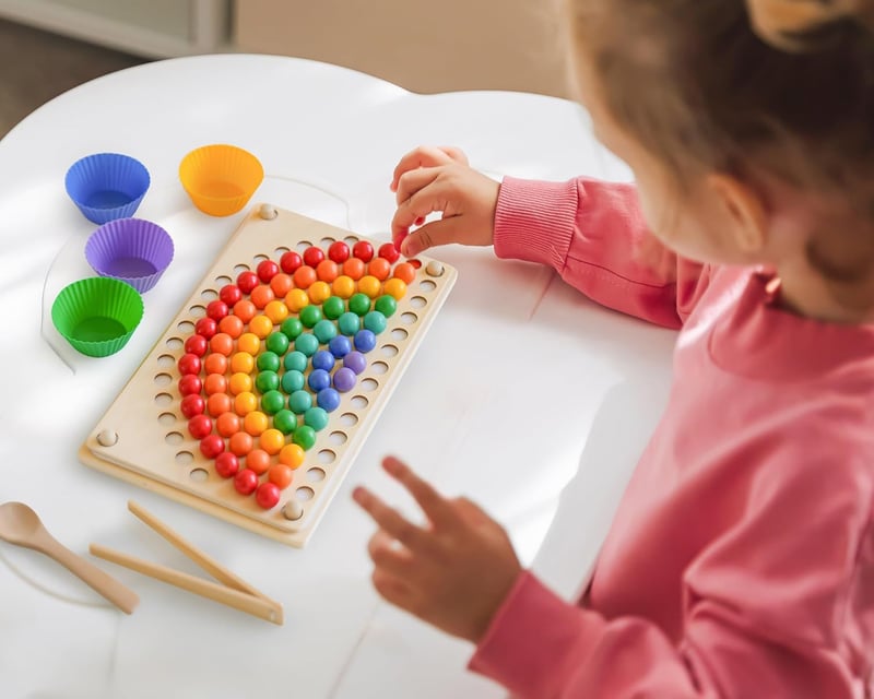 Montessori Rainbow Bead Spielzeug für Kinder ab 3 Jahren