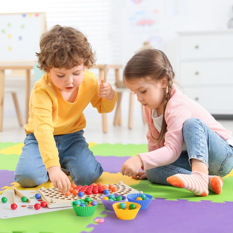 Montessori Rainbow Bead Spielzeug für Kinder ab 3 Jahren