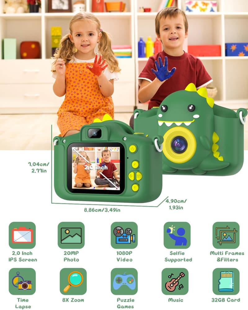 Gofunly Kinderkamera 1080P mit 32GB für 3-12 Jahre, Weihnachtsgeschenk