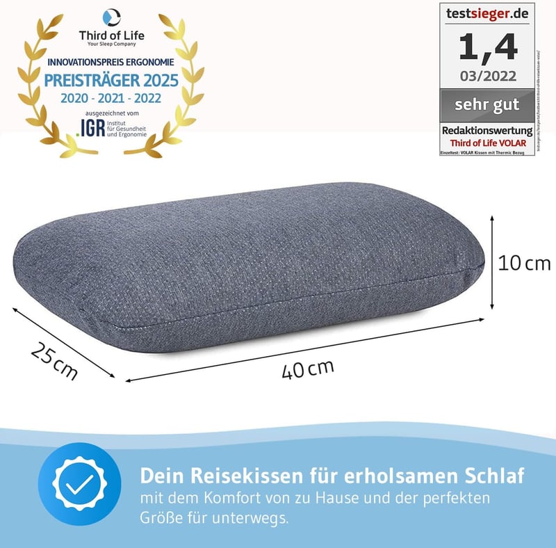 Reisekissen VOLAR Quickdry aus Memory-Foam für Flugzeug und Auto