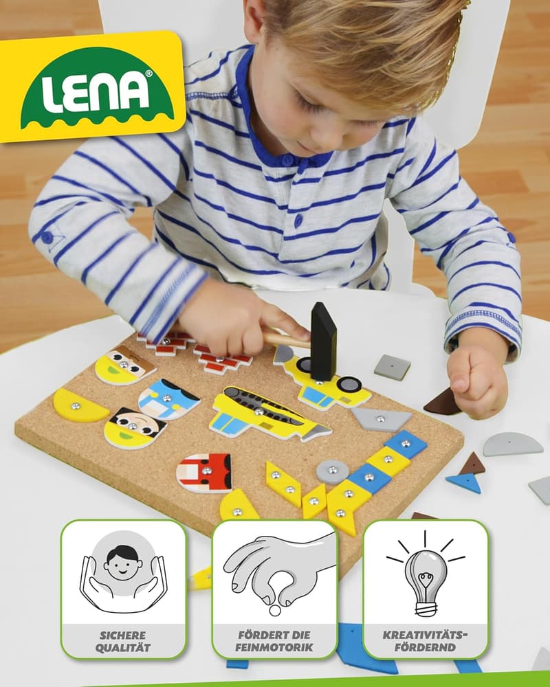 Hammerspiel für Kinder ab 3 Jahren, 64 Teile, Korkplatte, bunt