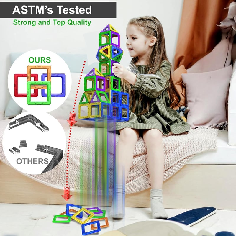 Magnetische Bausteine Set (94 Teile) - Pädagogisches Spielzeug für Kinder ab 2 Jahren
