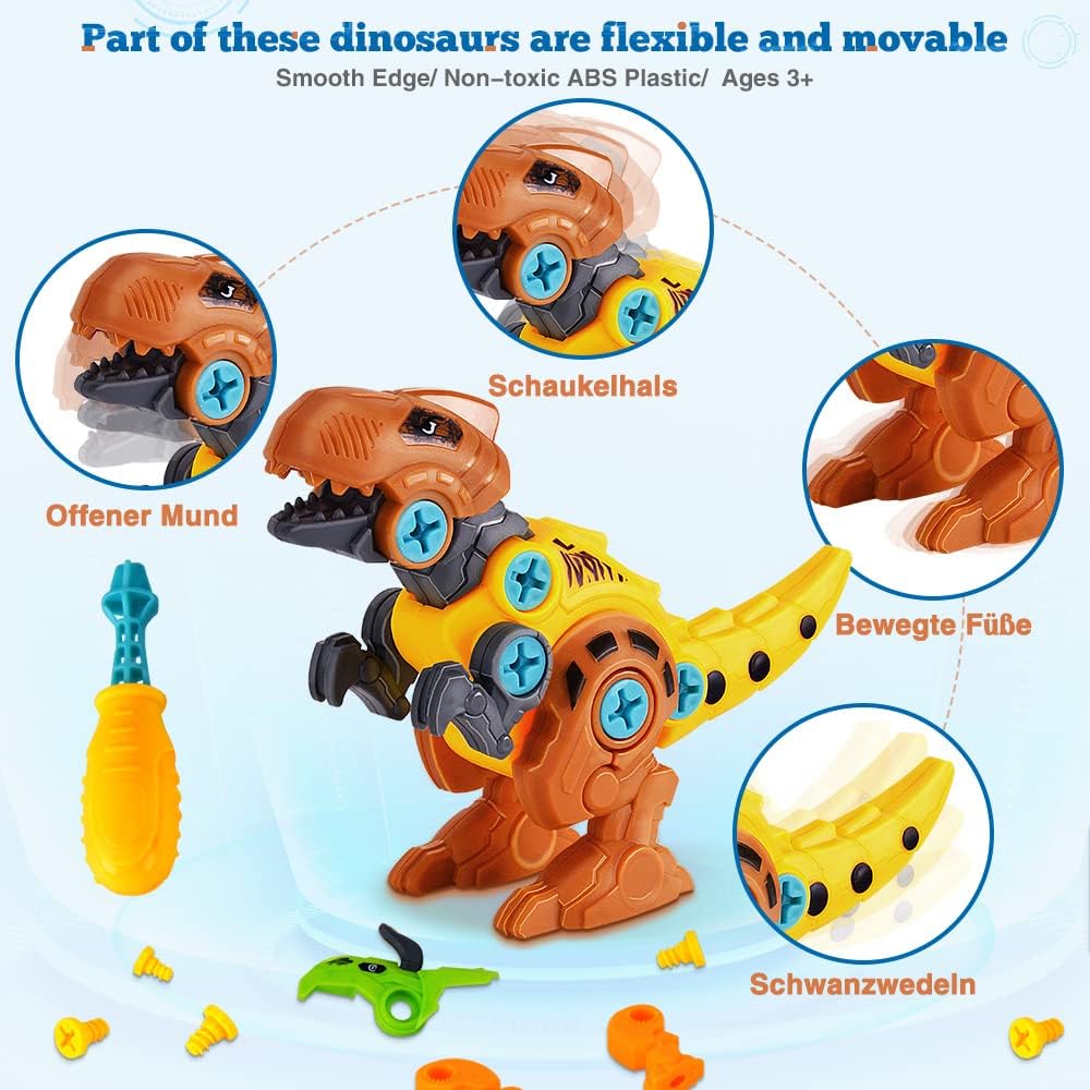DIY Dinosaurier Spielzeugset mit Werkzeugen für Jungen und Mädchen 3-5 Jahre