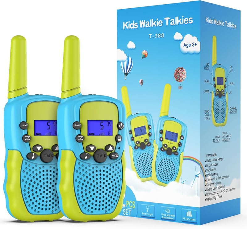 Walkie Talkies für Jungen 3-12 Jahre, 8-Kanal mit LCD-Taschenlampe, 3 Meilen Reichweite