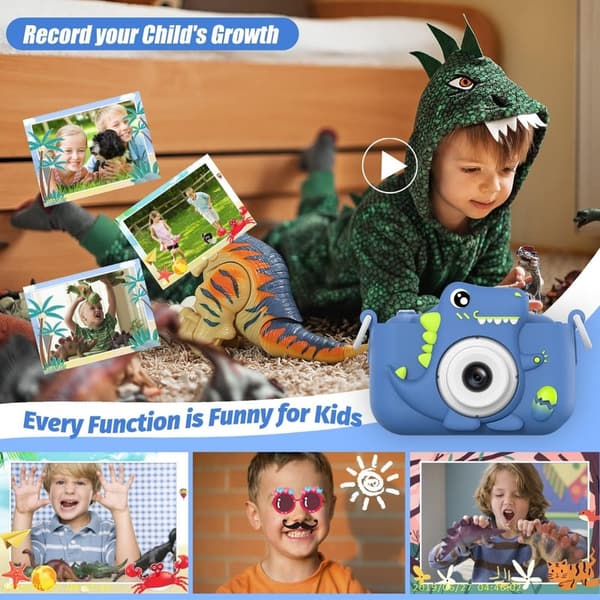 Dinosaurier Kinderkamera 1080P HD für Mädchen und Jungen 3-12 Jahre