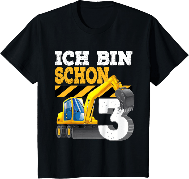 Bagger T-Shirt für Jungen zum 3. Geburtstag, Baustellenmotiv