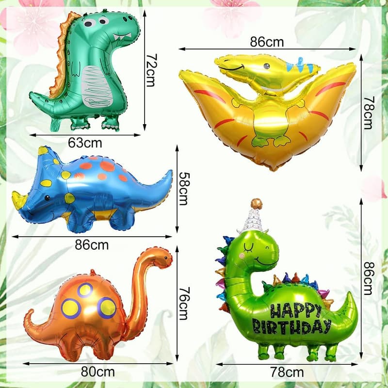 Dino Geburtstagsdeko für Jungen 3 Jahre mit Folienballon und Banner