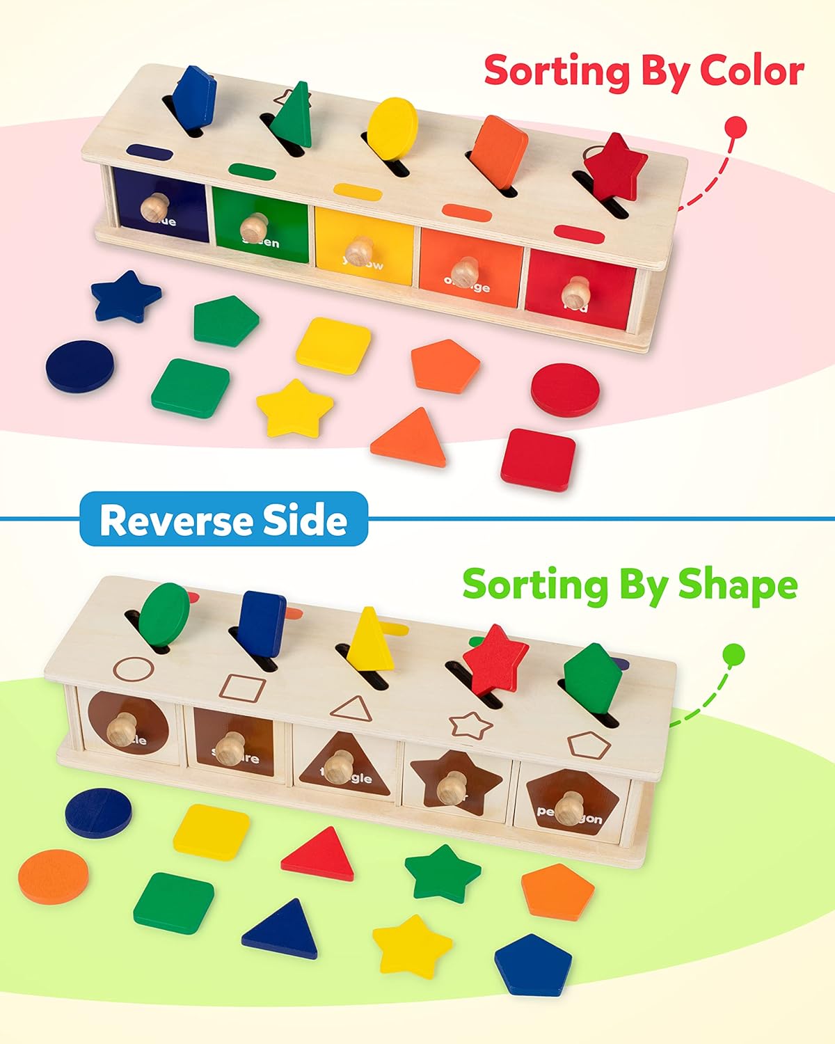 Montessori Farbform-Sortierbox aus Holz – Pädagogisches Spielzeug für 3-5 Jahre alte Kinder