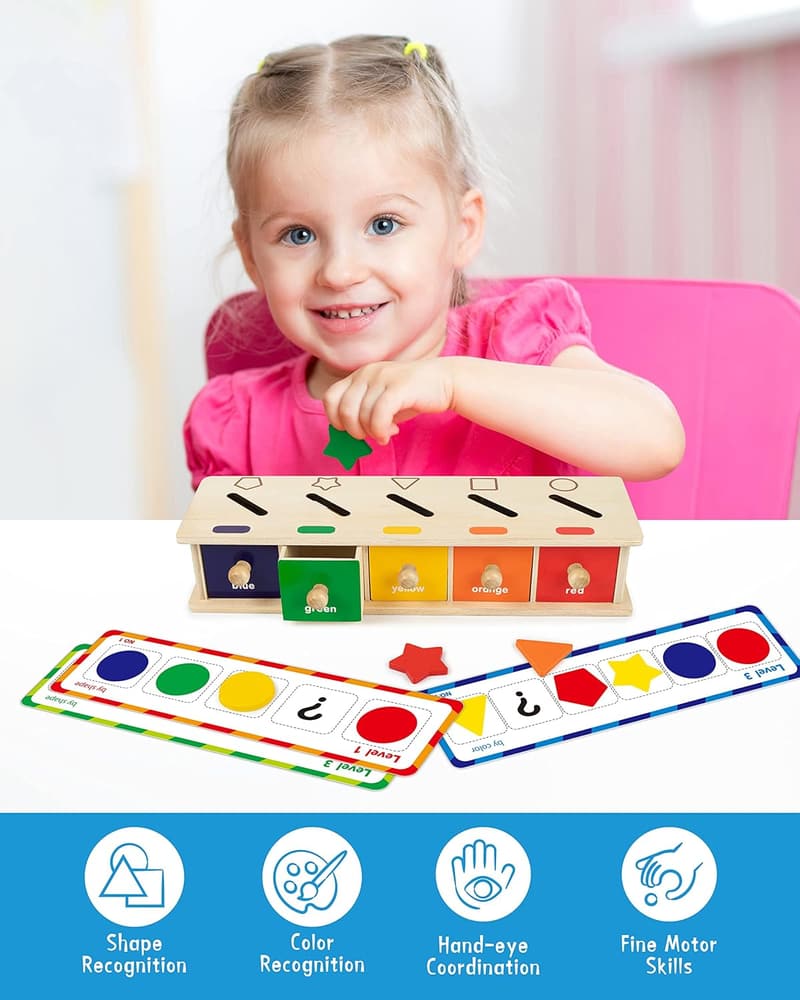 Montessori Farbform-Sortierbox aus Holz – Pädagogisches Spielzeug für 3-5 Jahre alte Kinder