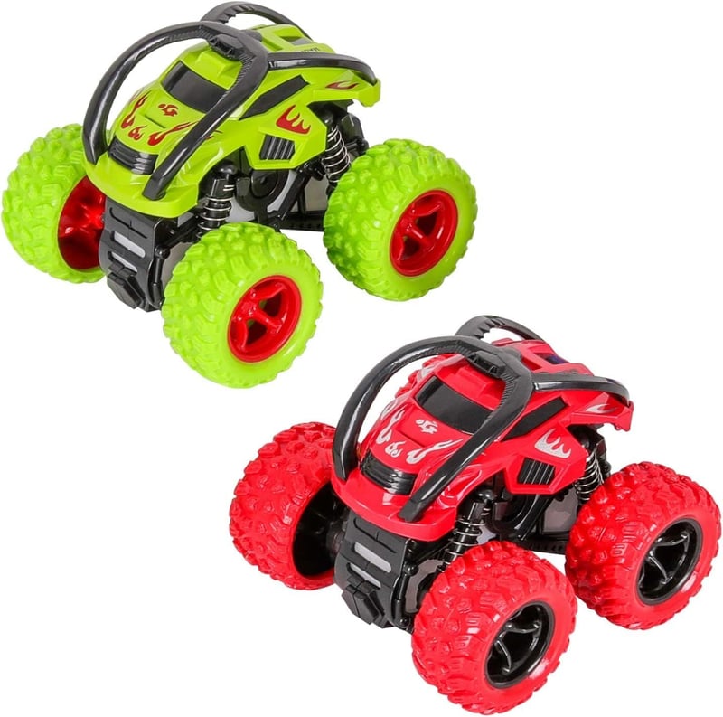 Monster Trucks Spielzeugautos mit Rückzug, 2er Set, 360° drehbar, für Kinder 3-10 Jahre