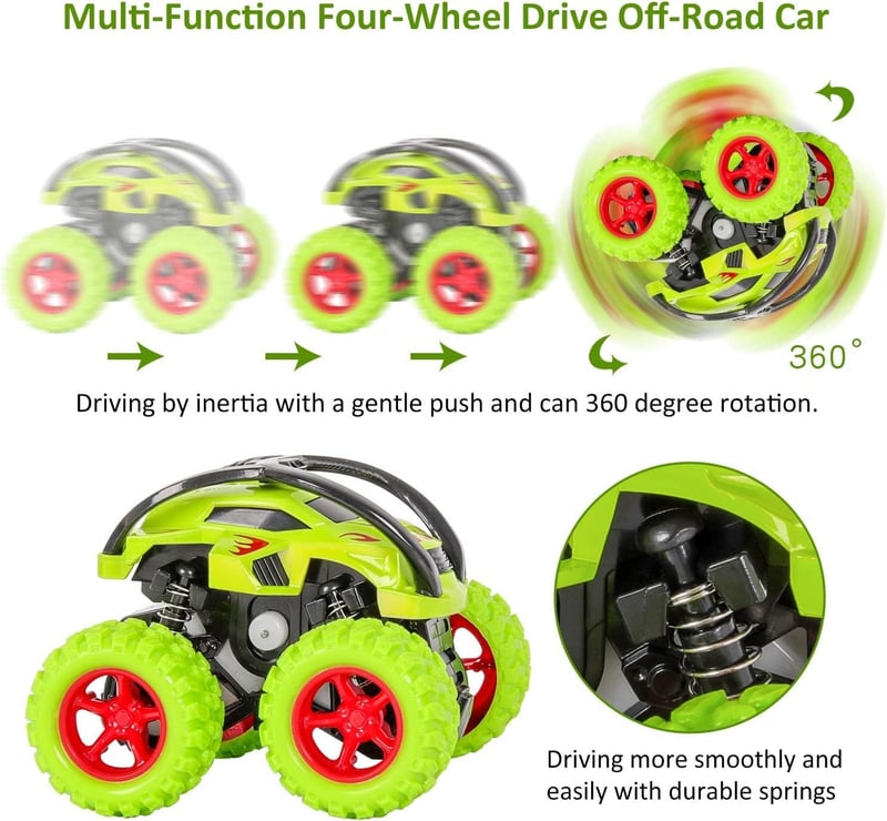 Monster Trucks Spielzeugautos mit Rückzug, 2er Set, 360° drehbar, für Kinder 3-10 Jahre