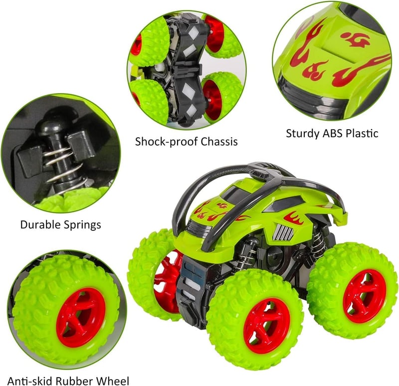 Monster Trucks Spielzeugautos mit Rückzug, 2er Set, 360° drehbar, für Kinder 3-10 Jahre