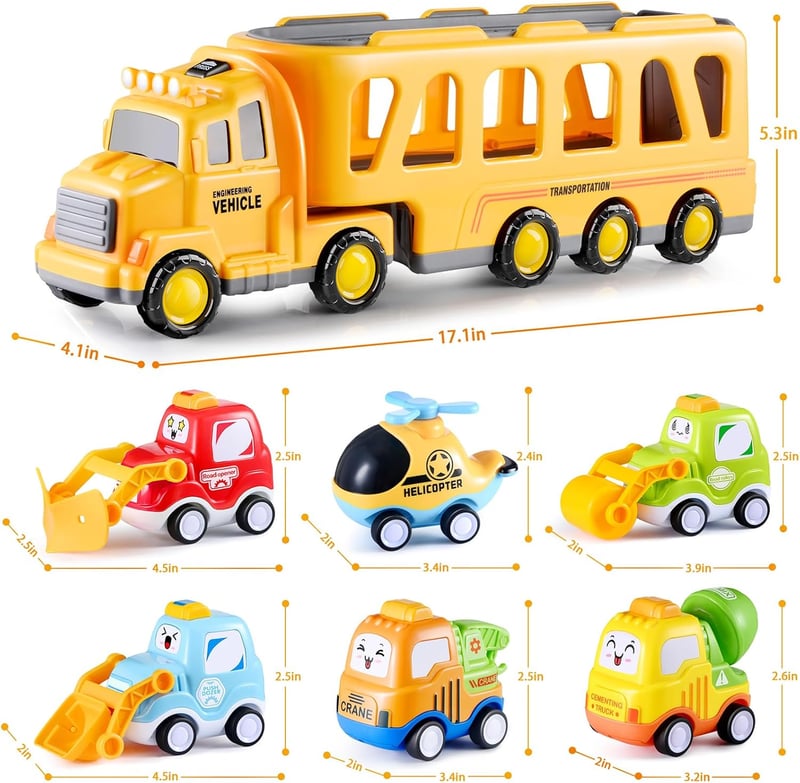 BAU-LKW-Spielzeugautos 7-in-1 für Kleinkinder von 3-6 Jahren