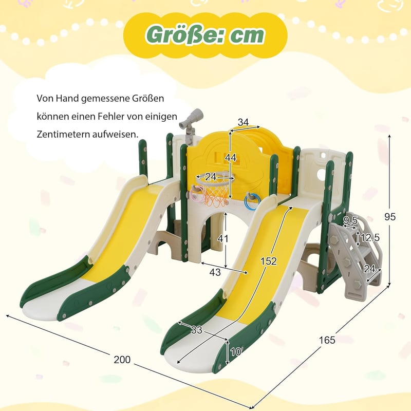 Vielseitige 8-in-1 Kinderrutsche für drinnen und draußen (Grün)