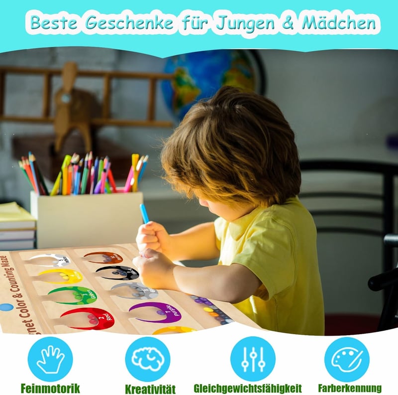 Montessori Motorikspielzeug ab 2 Jahren – Magnet-Labyrinth für STEM-Lernen