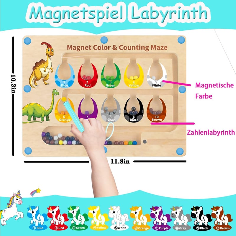 Montessori Motorikspielzeug ab 2 Jahren – Magnet-Labyrinth für STEM-Lernen