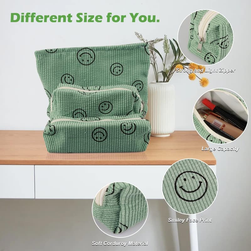 Multifunktionale Kulturtasche für Damen im Smile-Muster (Grün)