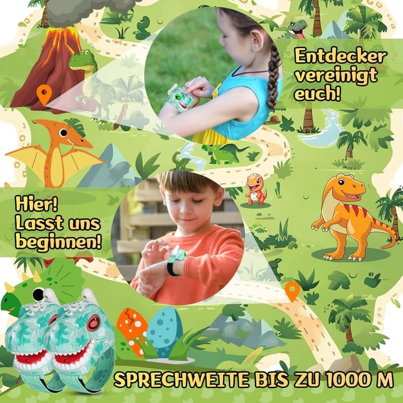Dinosaurier-Funkgeräte für Kinder (3-8 Jahre) – 2er Set, 1000 m Reichweite