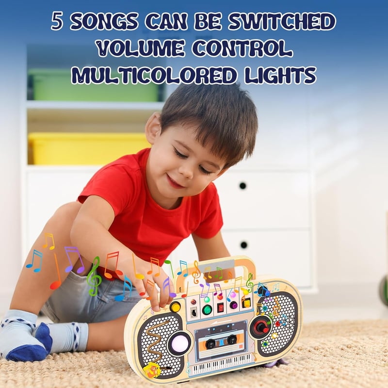 Montessori Busyboard aus Holz mit LED für Kinder ab 3 Jahren