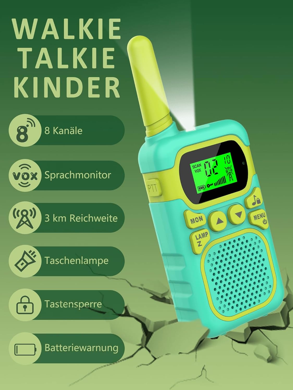 Walkie Talkies für Kinder - 3 km Reichweite, ideal als Geschenk für 3-8-Jährige