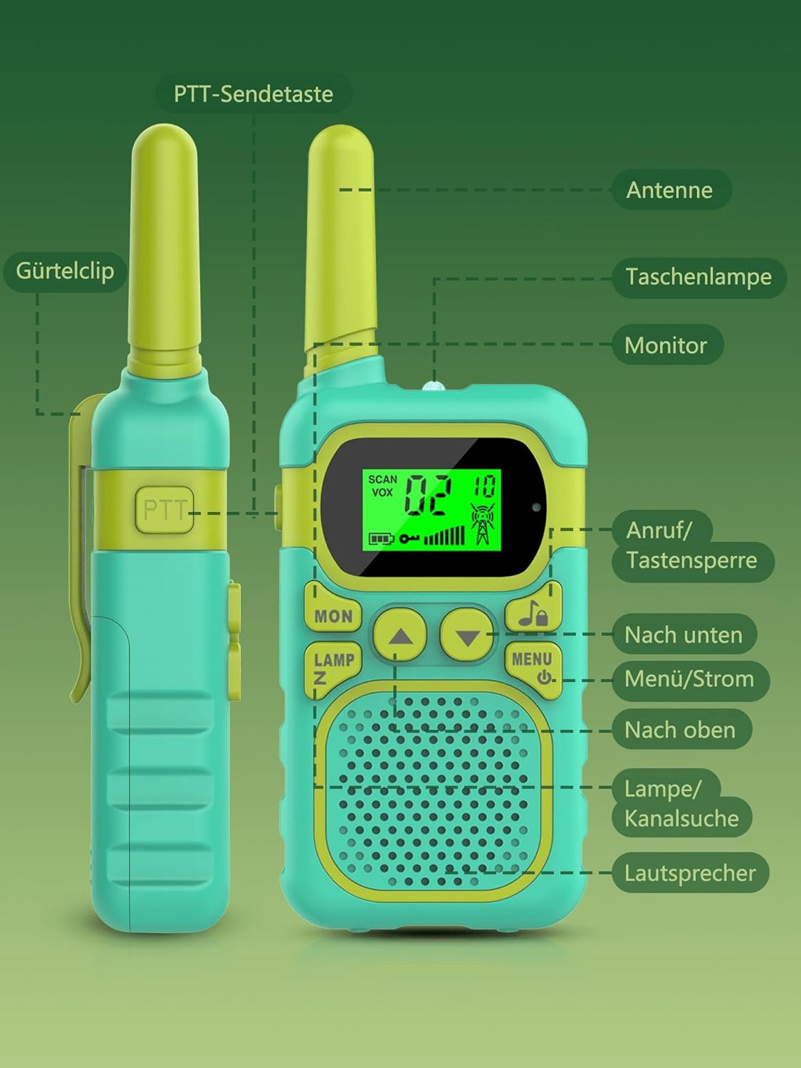 Walkie Talkies für Kinder - 3 km Reichweite, ideal als Geschenk für 3-8-Jährige