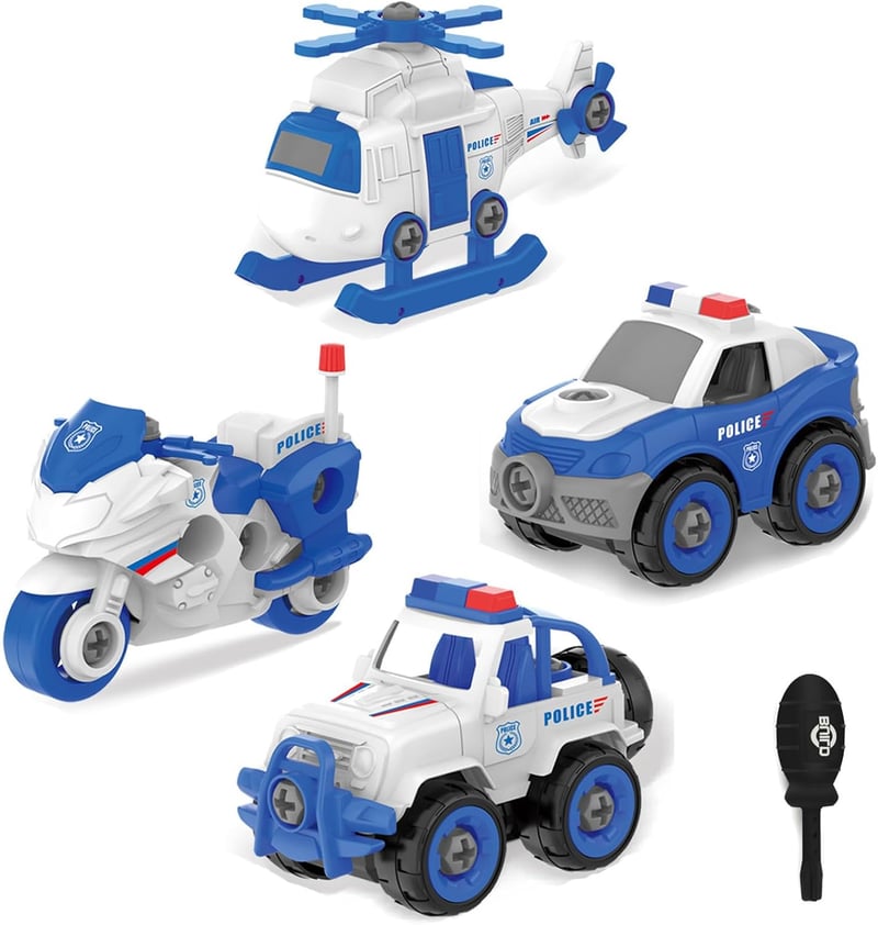 4-in-1 Polizeiauto Spielzeug für Jungen ab 3 Έτη, DIY mit Schraubendreher