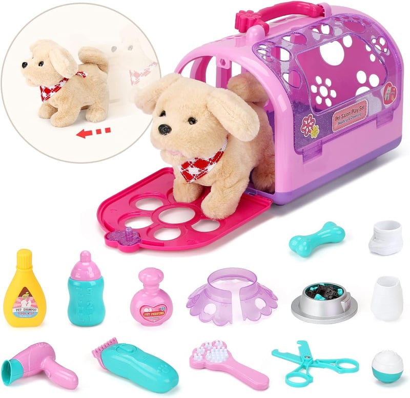Tierarzt-Spielset mit elektronischem Hund – Rollenspielzeug für Kinder, ideal als Geburtstagsgeschenk (Pink)