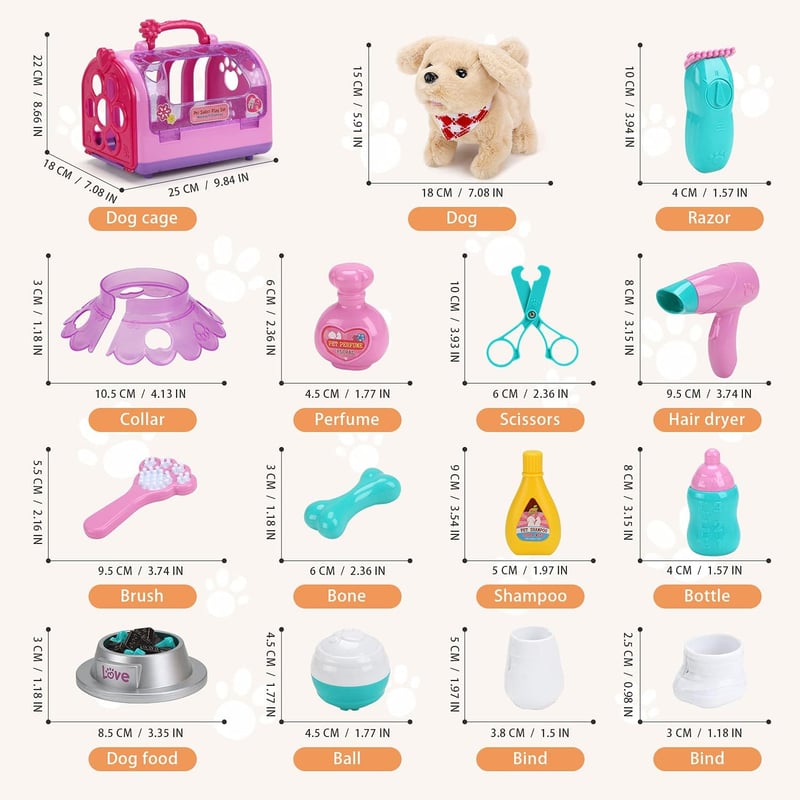 Tierarzt-Spielset mit elektronischem Hund – Rollenspielzeug für Kinder, ideal als Geburtstagsgeschenk (Pink)