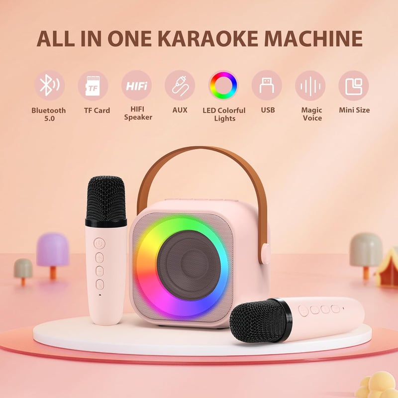 Karaoke Maschine für Kinder mit 2 Mikrofonen – Spielzeug für Mädchen 3-12 Jahre