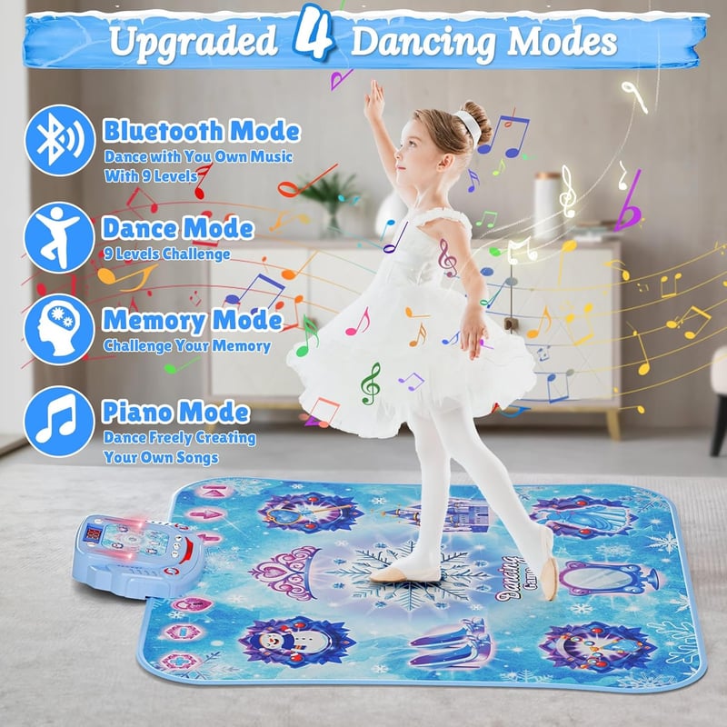 Kabelloses Bluetooth Tanzpad für Mädchen ab 3 Jahren – 8 Tasten, 4 Spielmodi