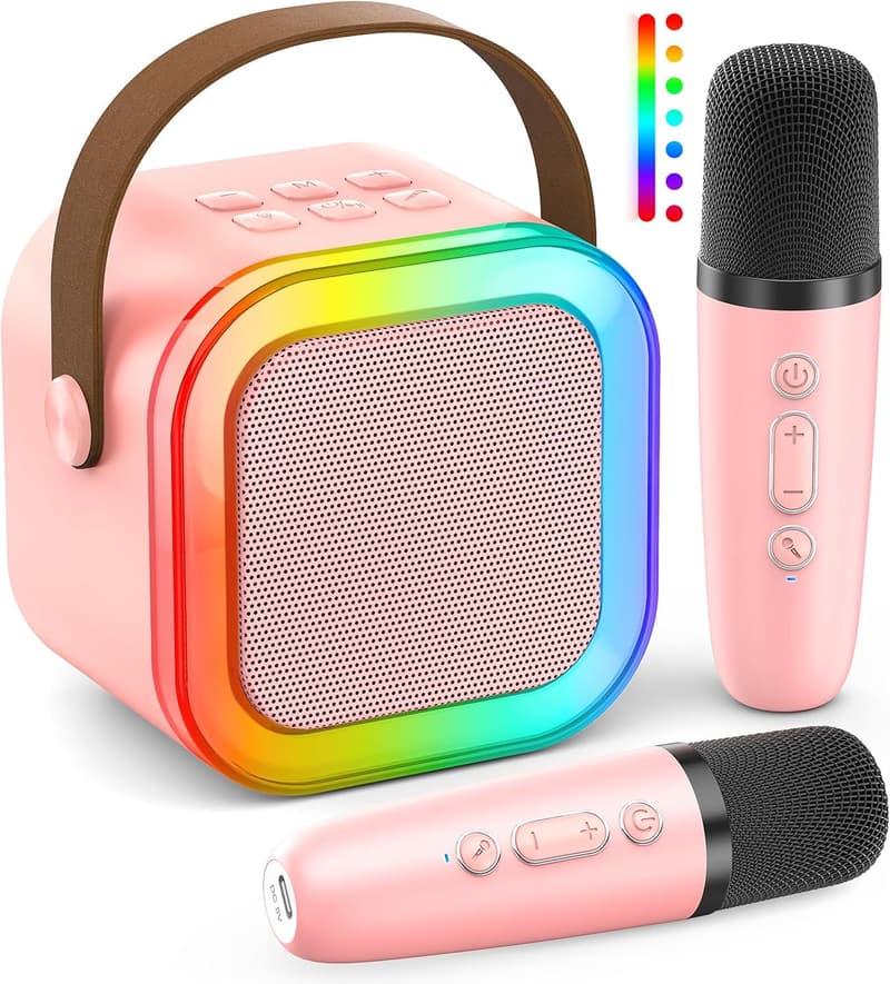 Karaoke Maschine für Mädchen, inkl. 2 Mikrofone, rosa, 3-12 Jahre
