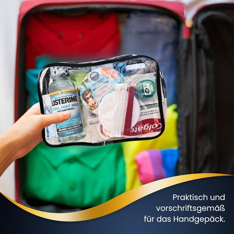 Handgepäck-freundliches Pflege-Set für Männer – Transparente Kulturtasche mit Reisegrößen-Kosmetik