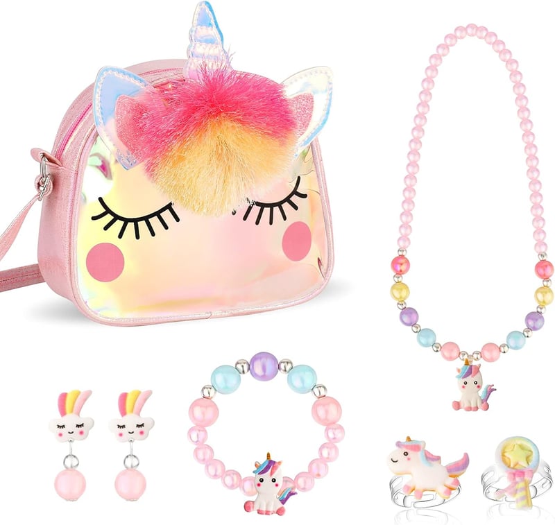 Einhorn Schmuckset für Mädchen – Halskette, Armband, Ring und Ohrringe
