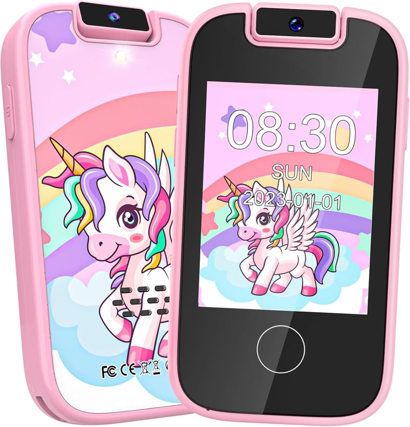 Kinder Smartphone für Jungen und Mädchen, Lernspielzeug mit Touchscreen, 8GB SD Karte, rosa