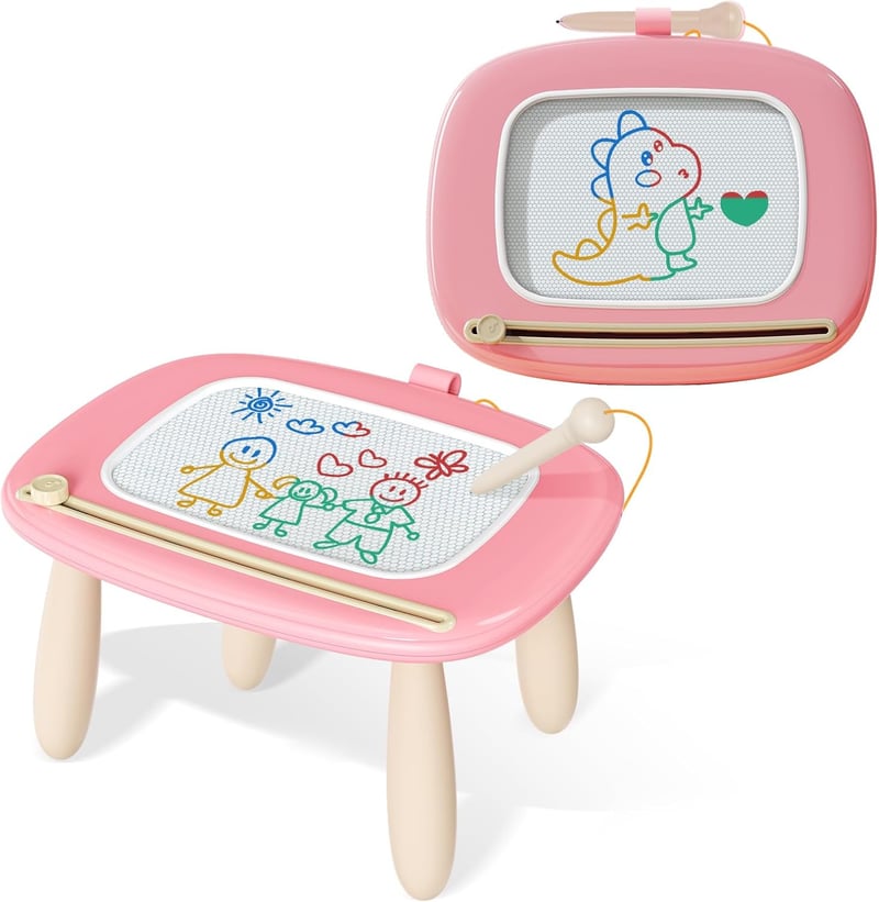 Magnetisches Zeichenbrett für Kleinkinder, Lernspielzeug für 1-3 Jahre (Rosa)