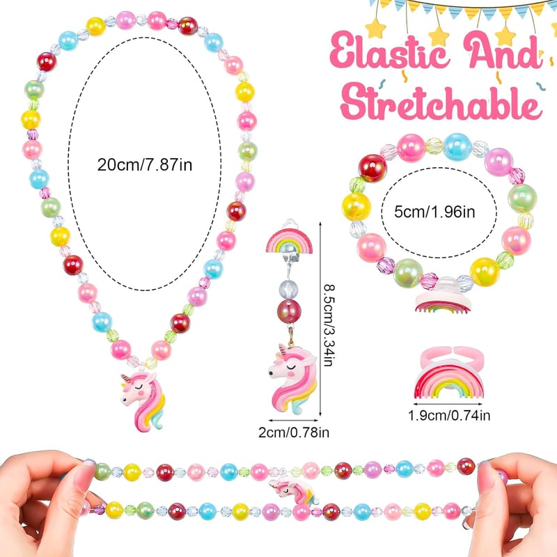 Prinzessin Einhorn Schmuck Set für Mädchen, 5-teilig, rosa