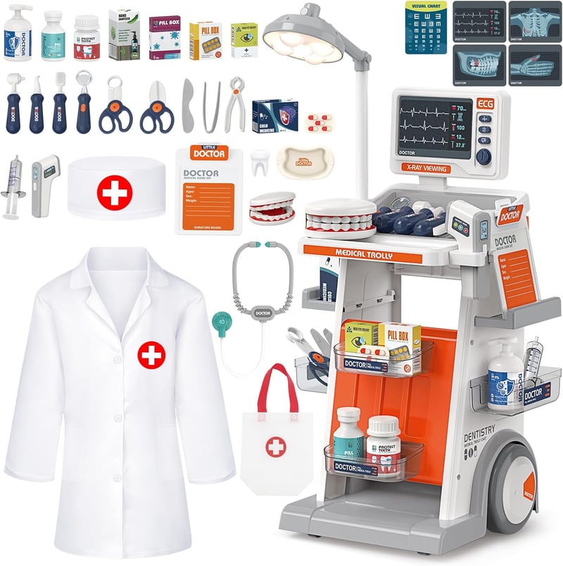 Arztkoffer für Kinder ab 3 Jahren – Medizinisches Rollenspielset mit Licht und EKG