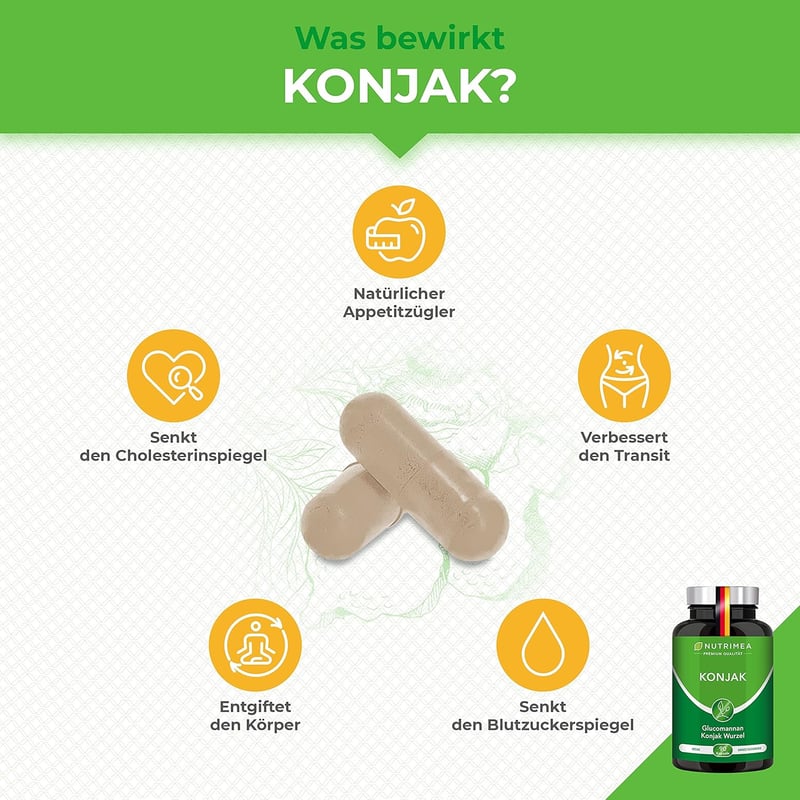 Hochdosiertes Glucomannan aus Konjak-Wurzel – 90 vegane Kapseln