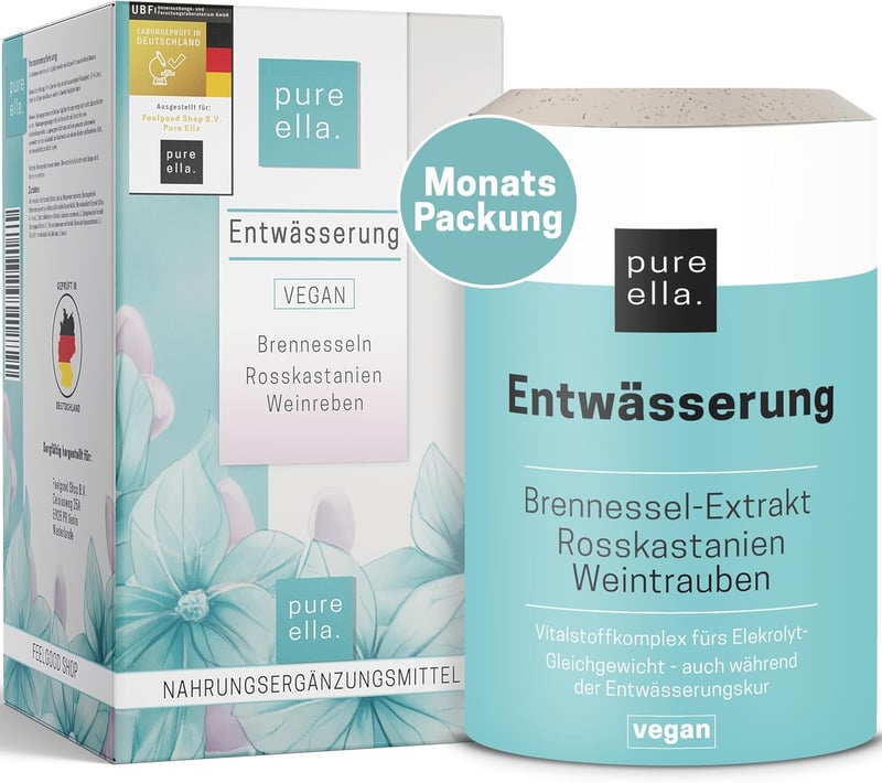 Hochdosierte Entwässerungskapseln mit Brennnessel & Magnesium - 60 Vegane Kapseln