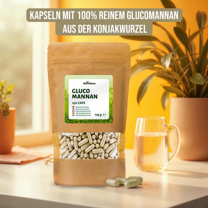 Glucomannan Kapseln aus Konjak-Wurzel - 250 Stück, vegan