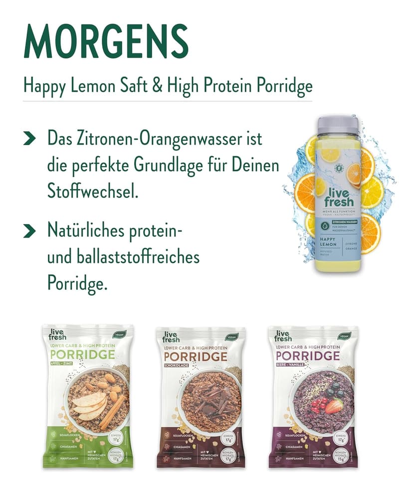 Veganes 7-Tage-Abnehmset mit Porridge, Fertiggerichten & Proteinshakes