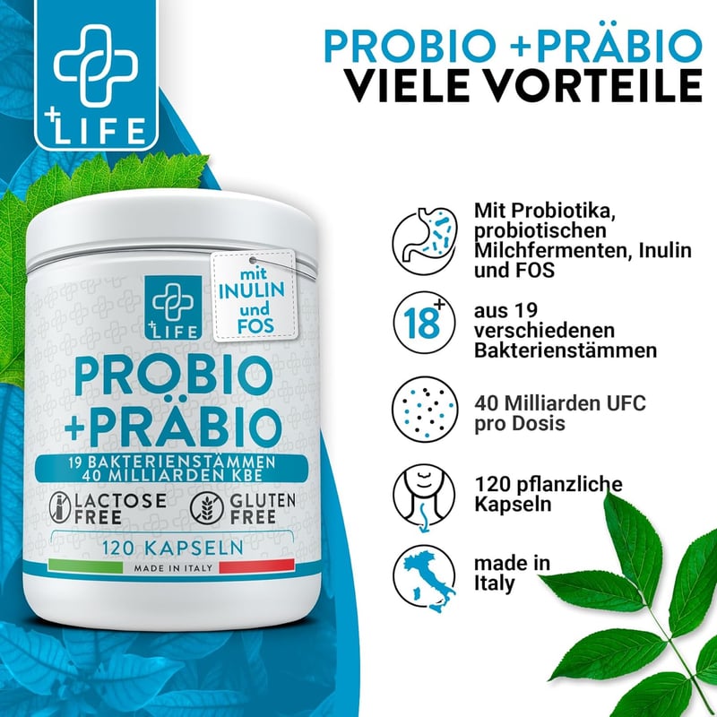 Darmsanierung Probiotika mit Präbiotika 120 Kapseln - 40 Mrd. CFU
