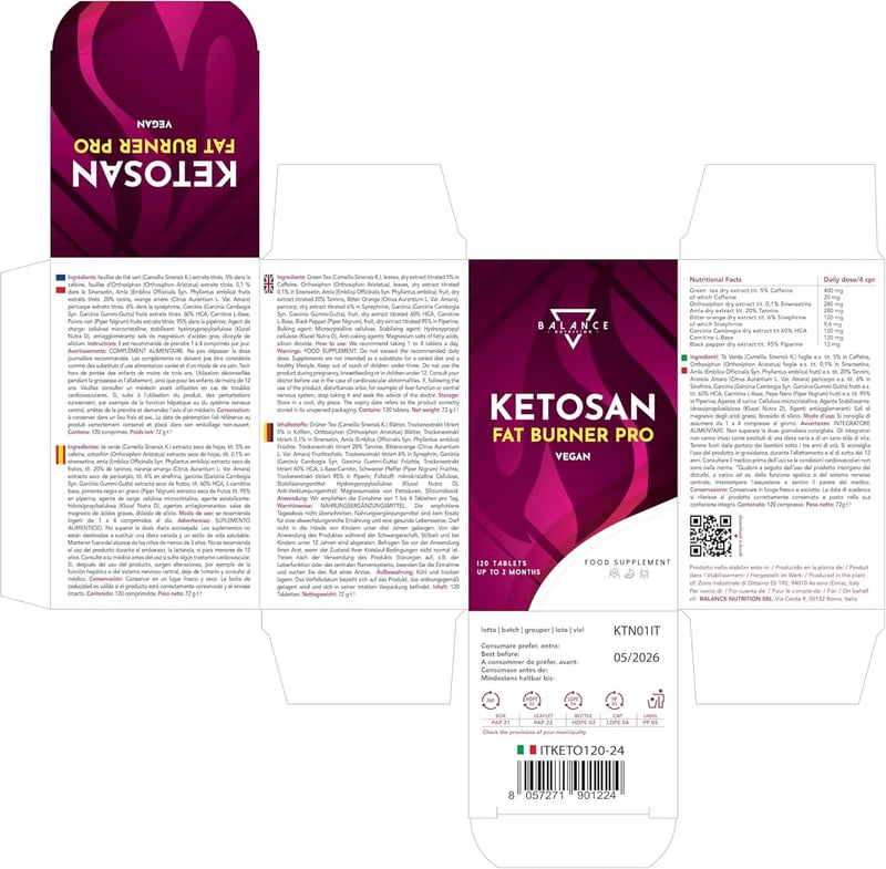 Ketosan® Detox-Diätpillen zur schnellen Gewichtsreduktion mit grünem Tee und Garcinia Cambogia