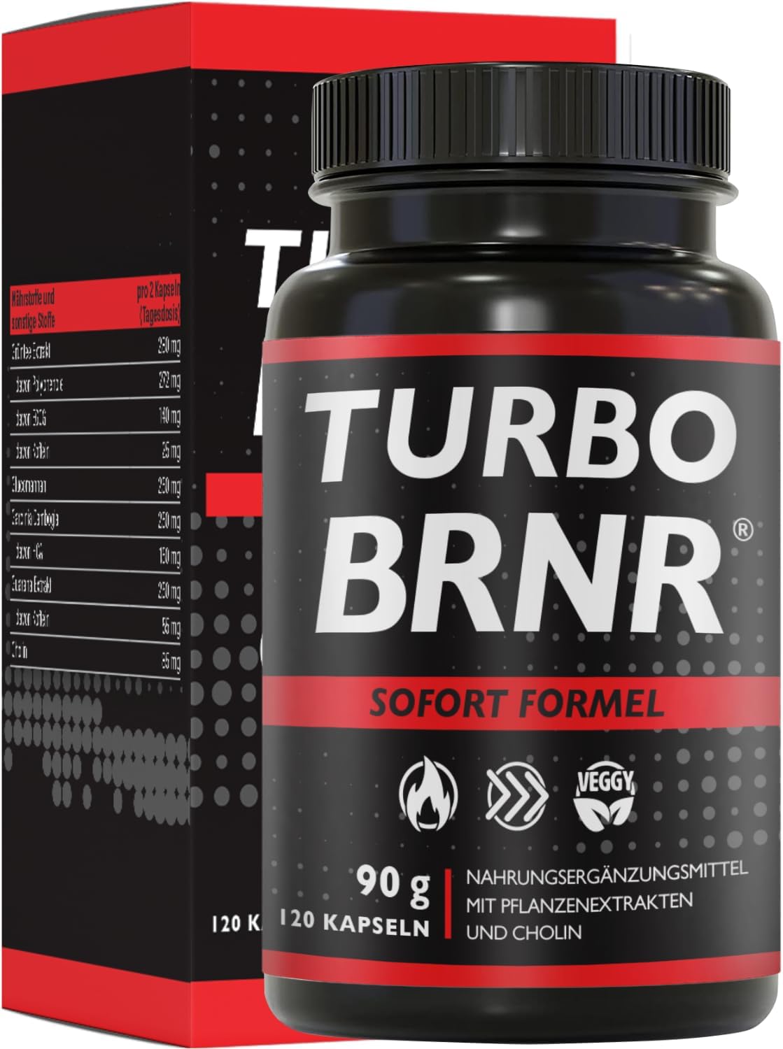BRNR Turbo Sofort Stoffwechsel Formel mit Cholin und Grüntee, 120 Kapseln