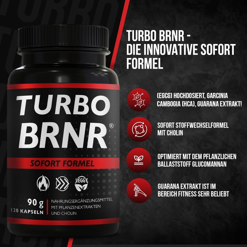 BRNR Turbo Sofort Stoffwechsel Formel mit Cholin und Grüntee, 120 Kapseln
